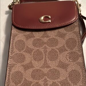 Coach Signature Brown and Tan Crossbody Bag